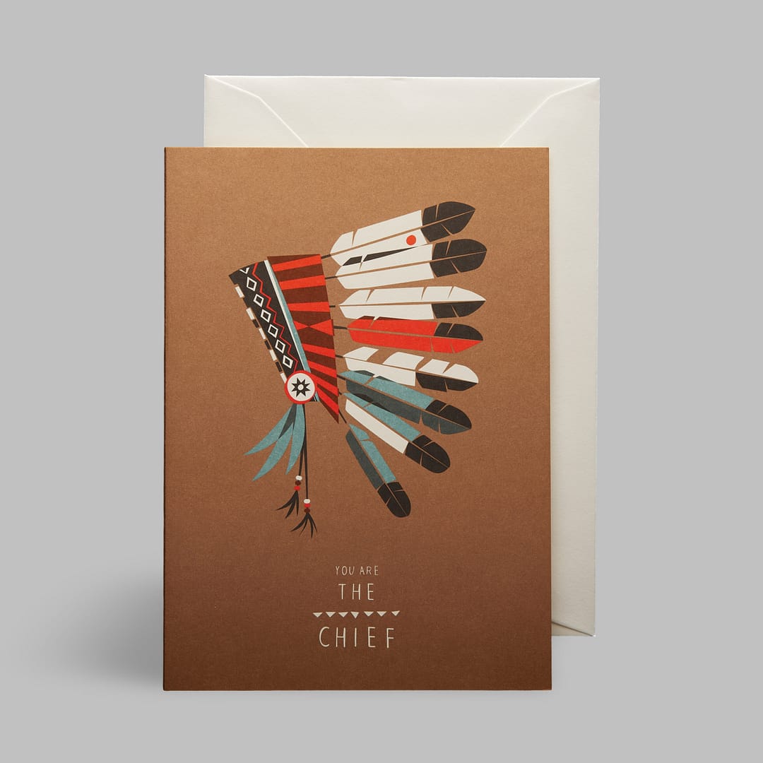 Moderne Grusskarte minimalistisch nachhaltig - The chief Indianer Schmuck - Pleased to meet