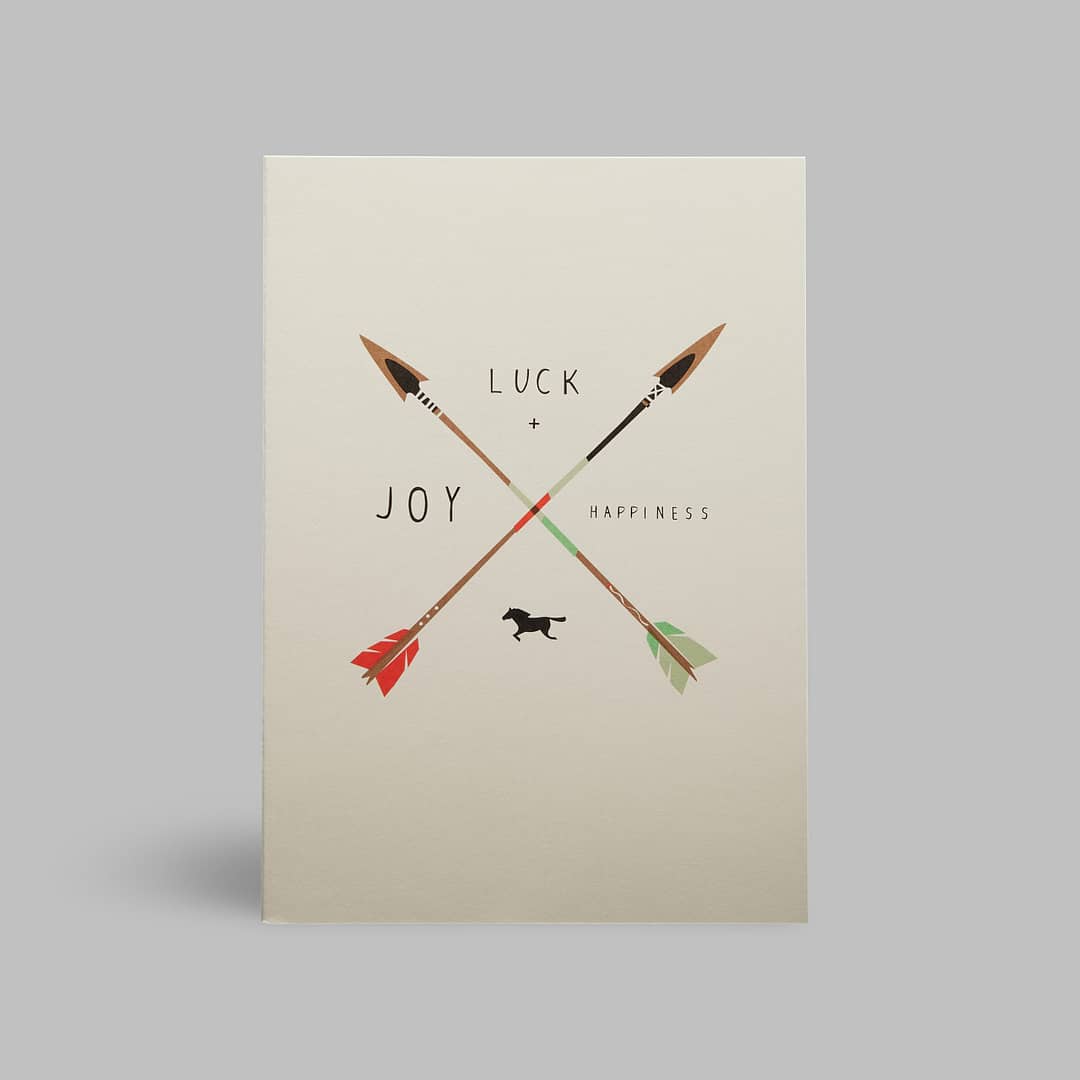 Moderne Grusskarte minimalistisch nachhaltig - Lucky arrows joy happiness Freude - Pleased to meet