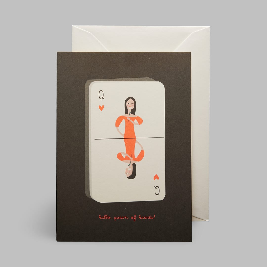 Moderne Grusskarte minimalistisch nachhaltig - Hello Queen of Hearts Poker Karte - Pleased to meet