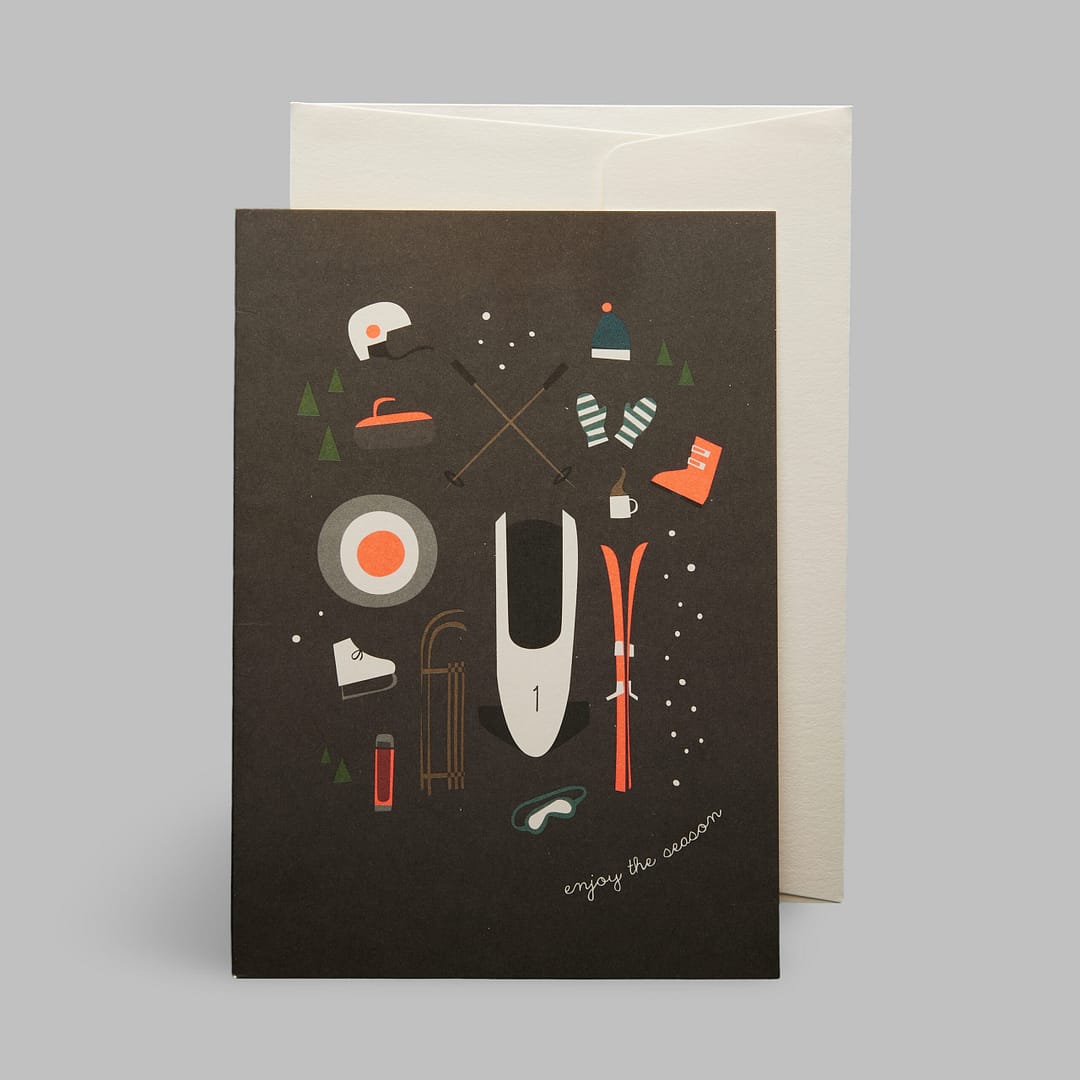Moderne Grusskarte minimalistisch nachhaltig - Urlaub Winter Sport White enjoy the season - Pleased to meet