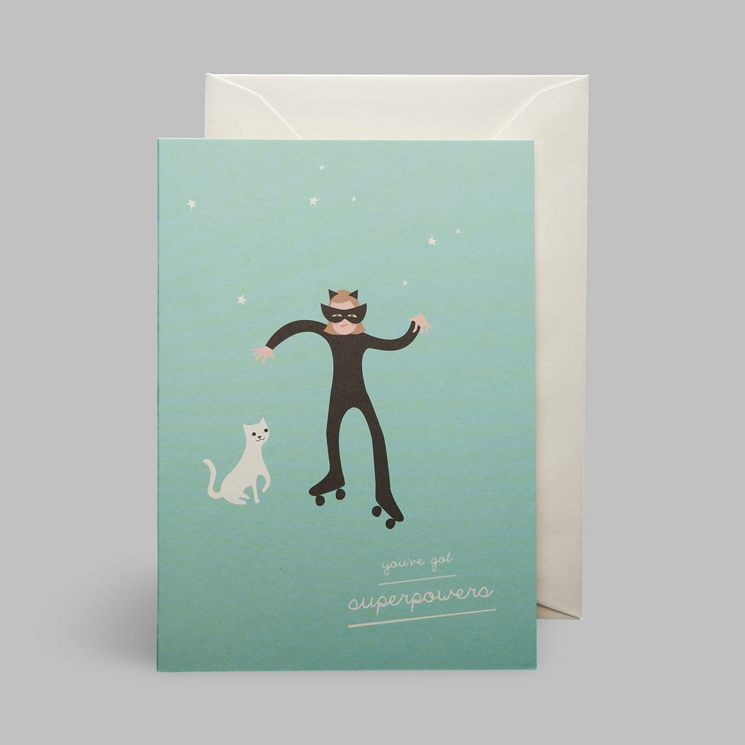 Moderne Grusskarte minimalistisch nachhaltig - Cat girl für Mädchen Katzen Jubiläum - Pleased to meet