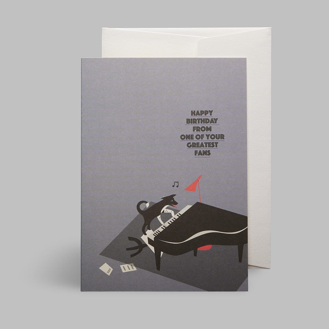Moderne Glückwunschkarte minimalistisch nachhaltig - Grand Piano Happy Birthday from greatest fans - Pleased to meet