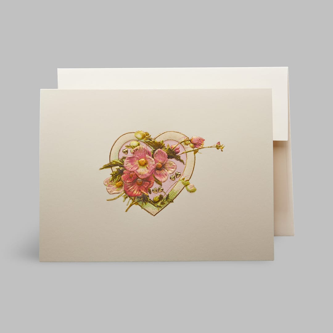 Grußkarte Blumen Herz Weiß Paula Skene