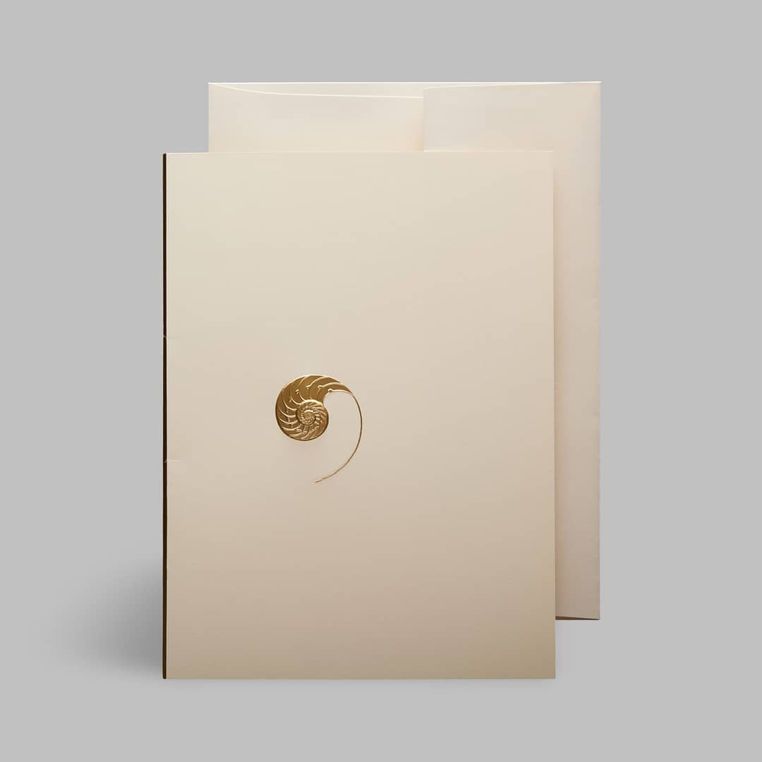 Grußkarte Goldene Schnecke Ying Yang Weiß Paula Skene