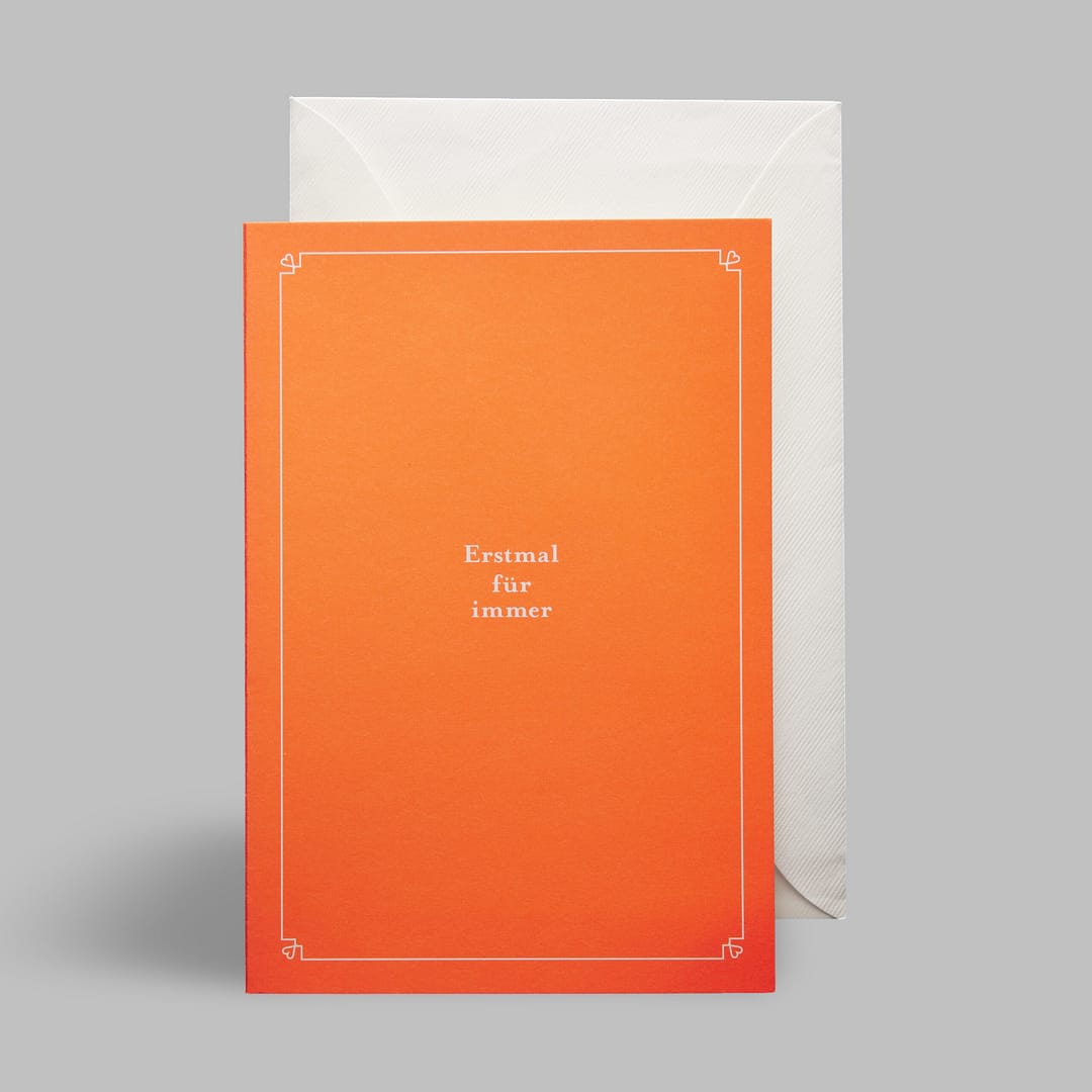 Hochzeit Grusskarte Glückwunsch Best Wishes Neon Orange erstmal für immer von Haferkorn & Sauerbrey