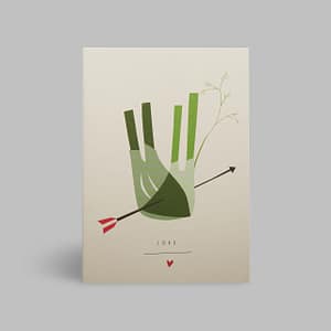 Moderne Grusskarte minimalistisch nachhaltig - Vegetarier Veganer Liebe Fenchel Fennel Amor Liebespfeil - Pleased to meet