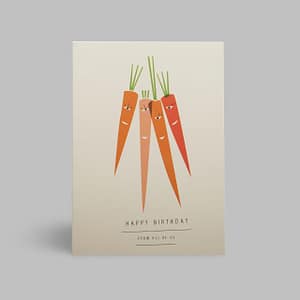 Moderne Grusskarte minimalistisch nachhaltig - Vegetarier Veganer Liebe Karotten Happy Birthday witzig - Pleased to meet