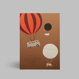 Moderne Grusskarte minimalistisch nachhaltig - Balloons real imagination Picasso VW Bus - Pleased to meet