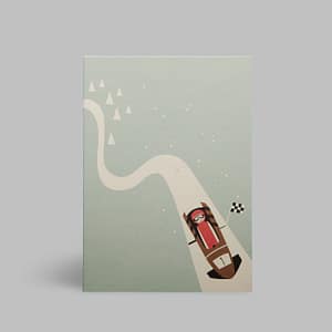 Moderne Grusskarte minimalistisch nachhaltig - Bob Schlitten Bob Bahn Ziel Winter Schnee - Pleased to meet