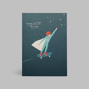 Moderne Grusskarte minimalistisch nachhaltig - Super heroes always reach for the star Schule Studium Startup - Pleased to meet