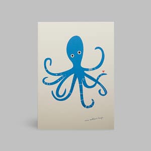 Moderne Grusskarte minimalistisch nachhaltig - Oktopus one million hugs blue octopus - Pleased to meet