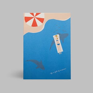 Moderne Grusskarte minimalistisch nachhaltig - Urlaub Strand Great White life full of surprises - Pleased to meet