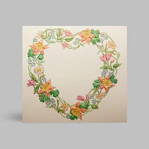 Grußkarte Blumenkranz Herzform Bunte Blumen Paula Skene