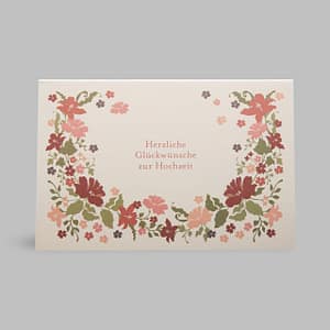 Hochzeit Grusskarte Glückwunsch floral Bouquet rote Blumen von Haferkorn & Sauerbrey