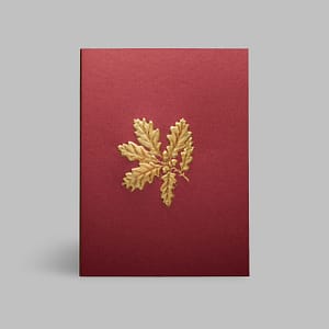 Rote Prägekarte Paula Skene goldener Umschlag