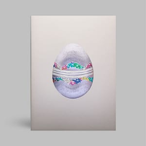 Oster Faltkarte geprägt – metallic & bunt mit Blumen und goldenen Akzenten – Exklusive Klappkarte mit Osterei & Umschlag