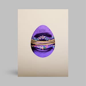 Oster Faltkarte geprägt – violett & bunt mit Blumen und Osterei – Hochwertige Klappkarte mit Umschlag