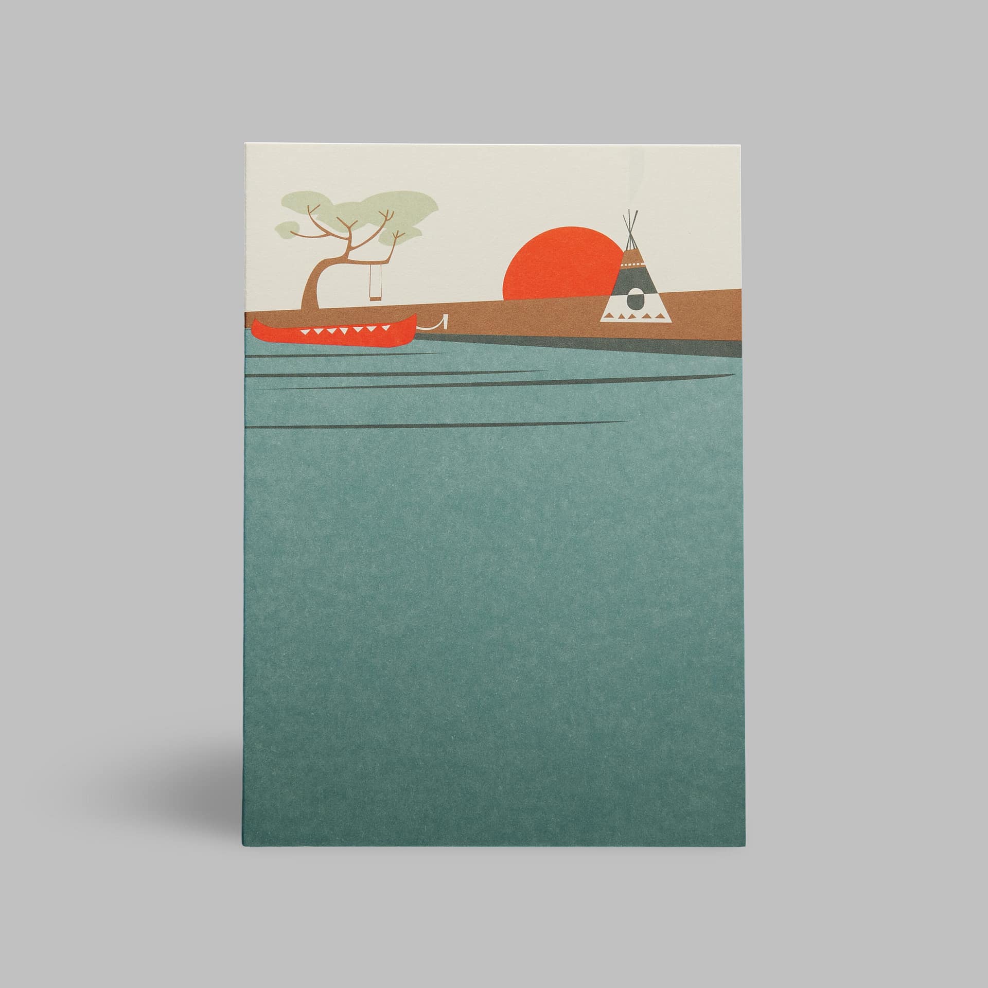 Moderne Grusskarte minimalistisch nachhaltig - Riverside Natur Zelt Camping Urlaub - Pleased to meet