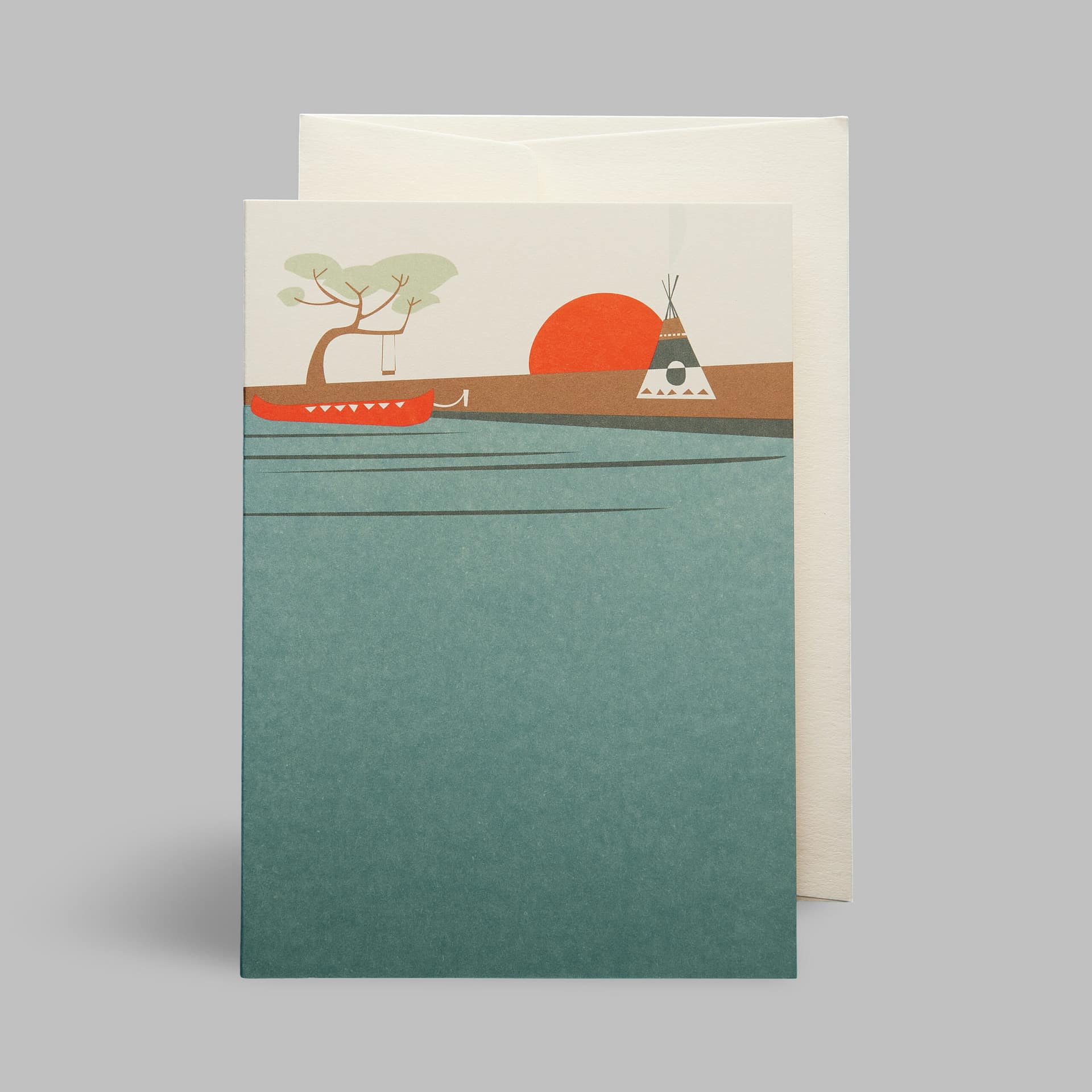 Moderne Grusskarte minimalistisch nachhaltig - Riverside Natur Zelt Camping Urlaub - Pleased to meet