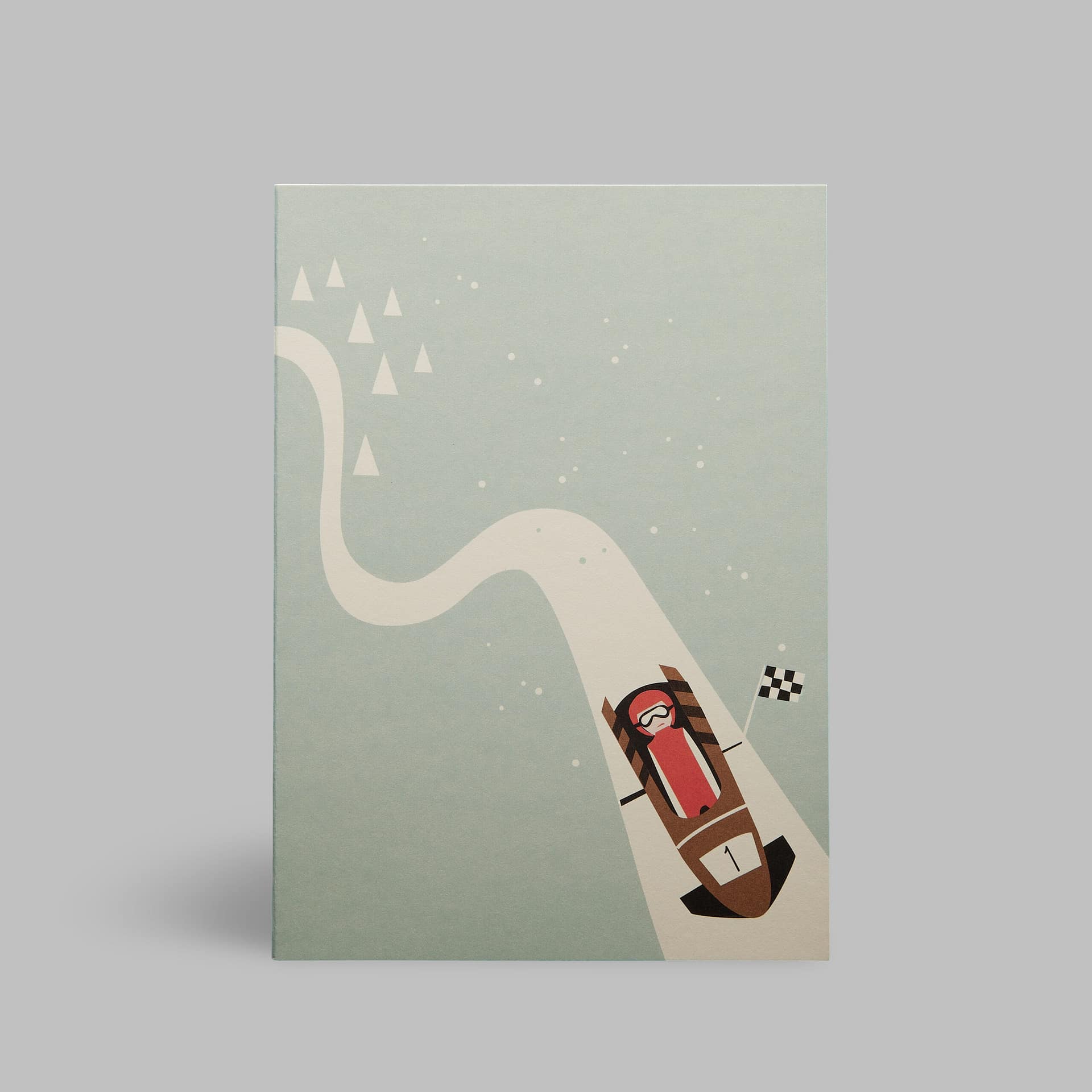 Moderne Grusskarte minimalistisch nachhaltig - Bob Schlitten Bob Bahn Ziel Winter Schnee - Pleased to meet