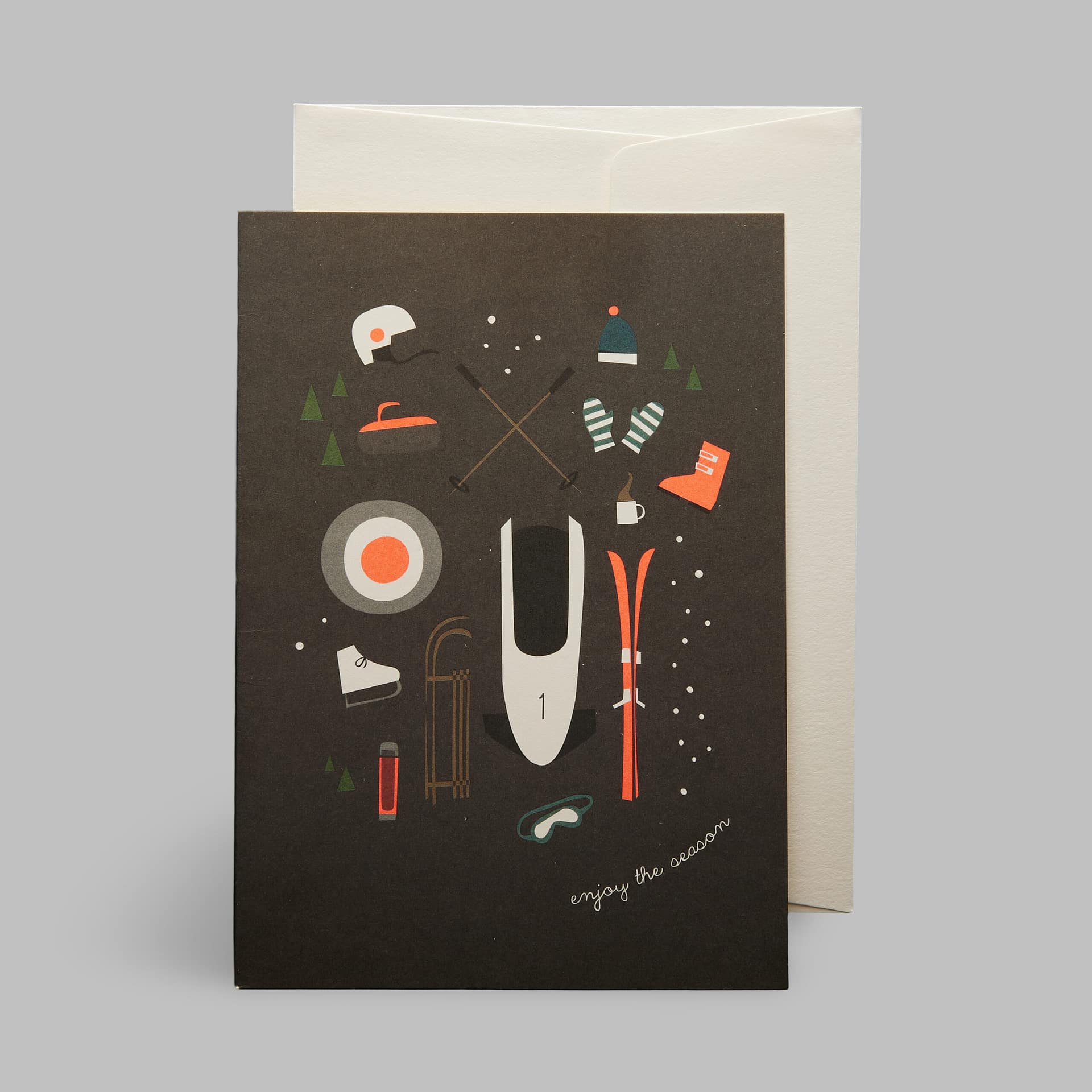 Moderne Grusskarte minimalistisch nachhaltig - Urlaub Winter Sport White enjoy the season - Pleased to meet Moderne Grusskarte minimalistisch nachhaltig - Urlaub Winter Sport White enjoy the season - Pleased to meet