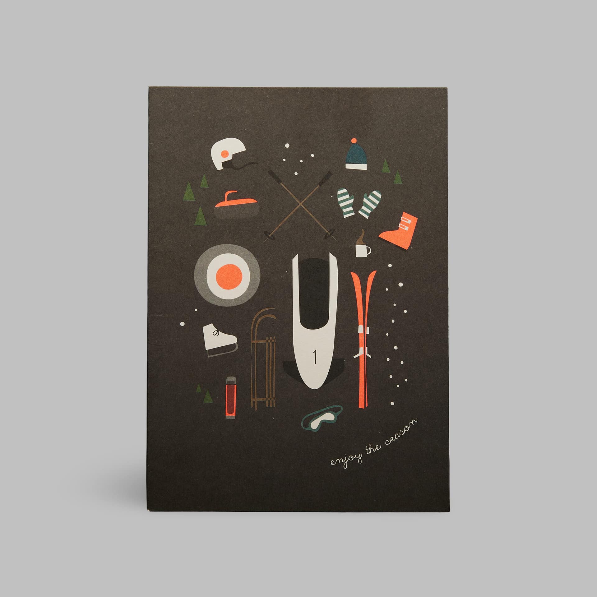 Moderne Grusskarte minimalistisch nachhaltig - Urlaub Winter Sport White enjoy the season - Pleased to meet Moderne Grusskarte minimalistisch nachhaltig - Urlaub Winter Sport White enjoy the season - Pleased to meet