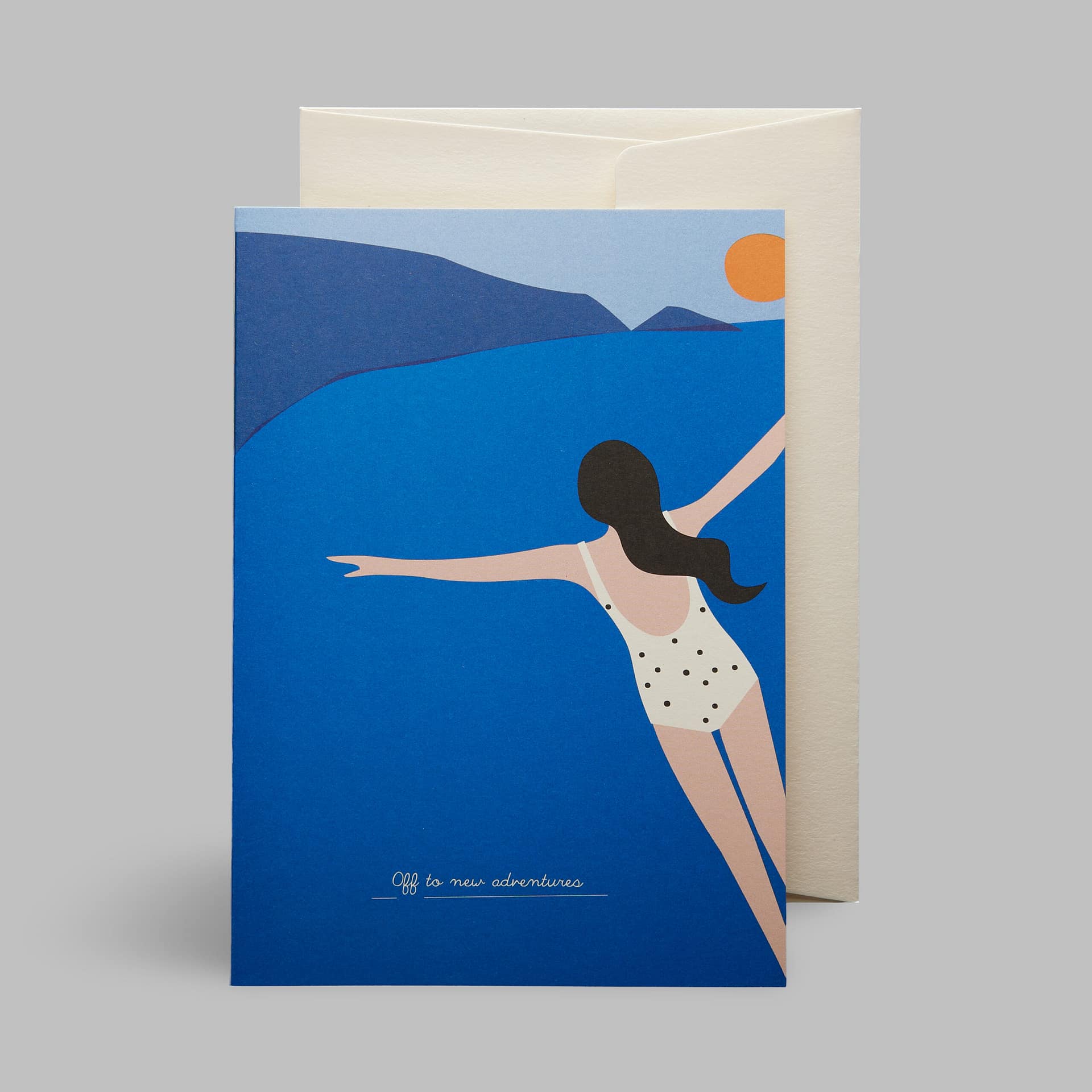 Moderne Grusskarte minimalistisch - Cliff diving off to adventures - Pleased to meet