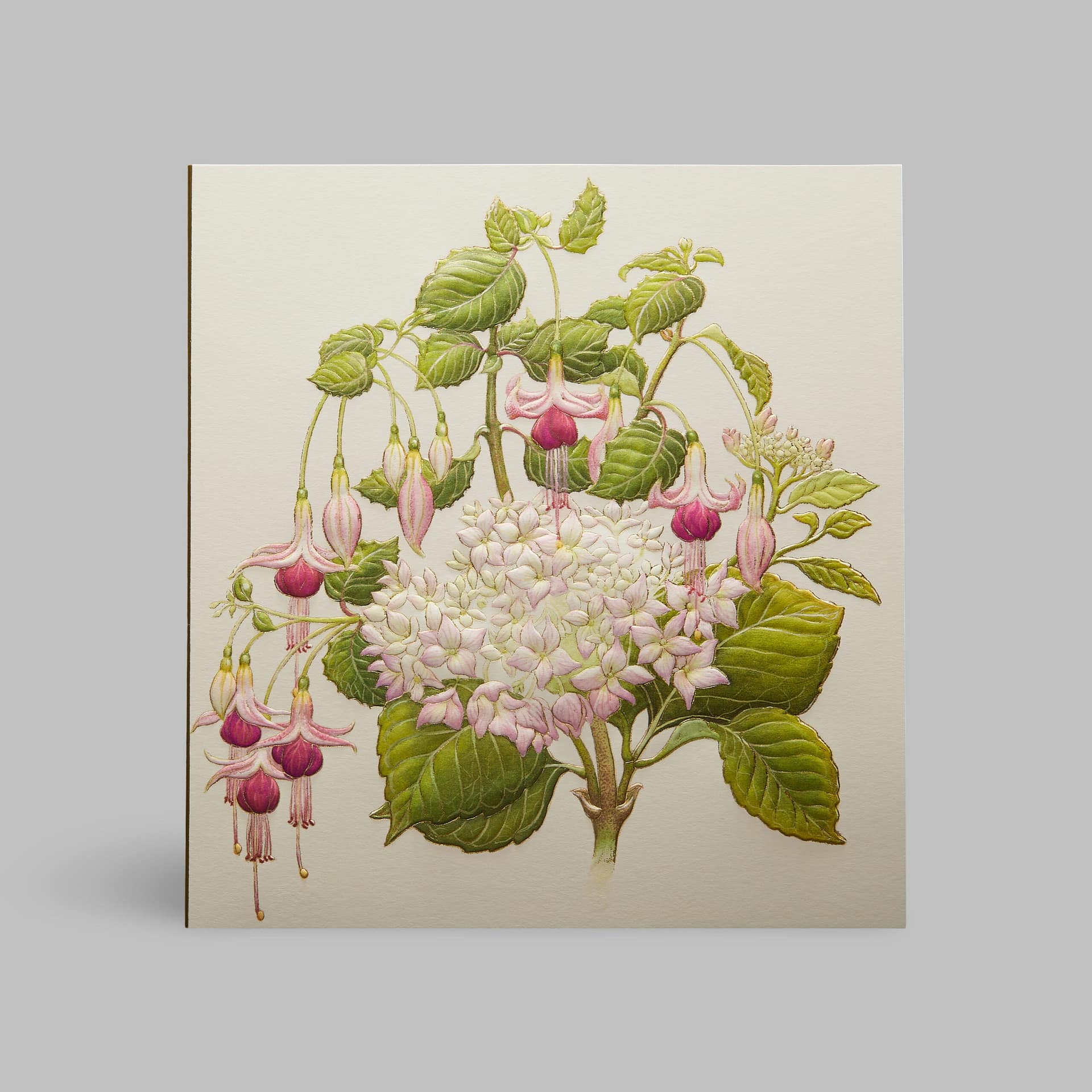 Grußkarte Florales Blumen Muster Grün Rot Paula Skene