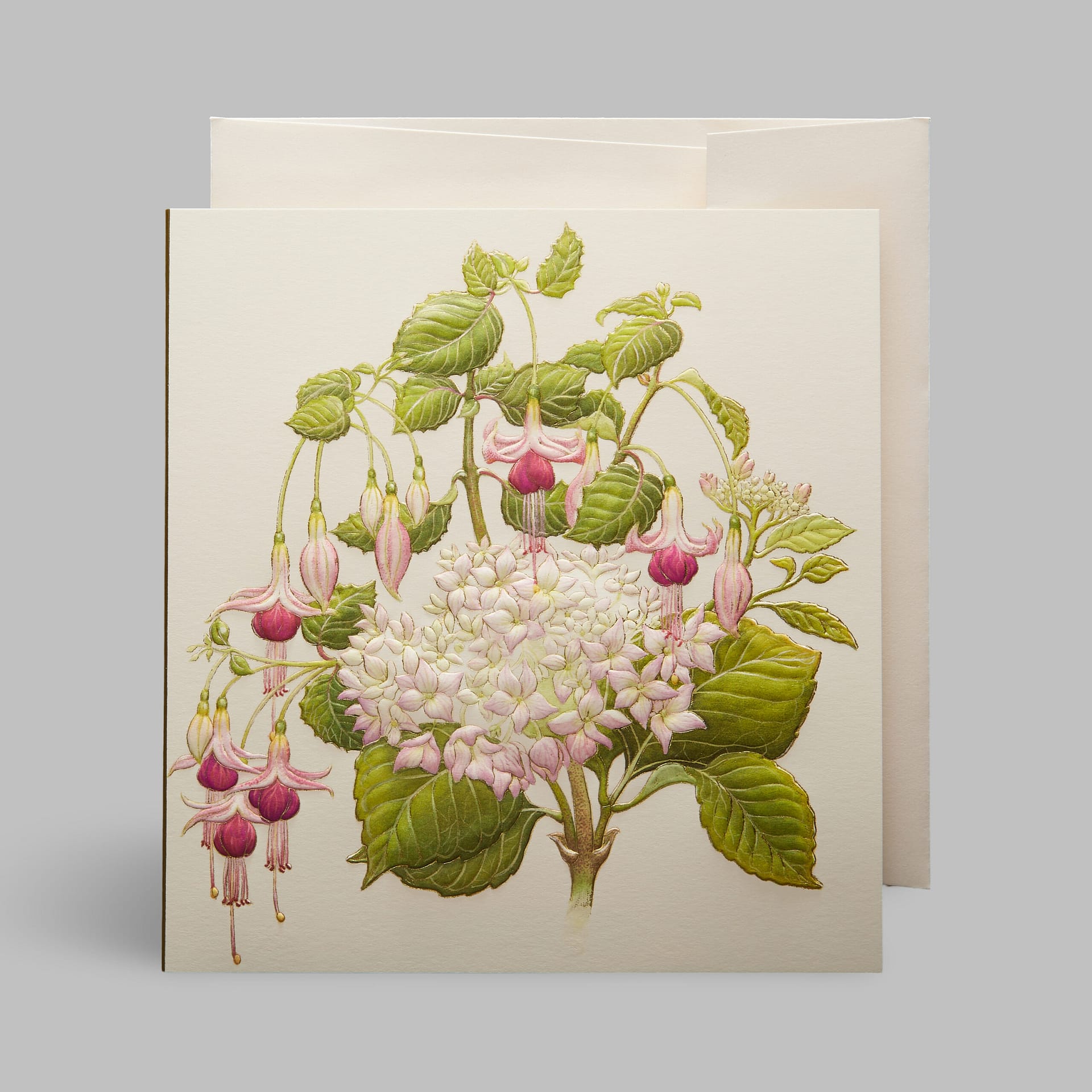 Grußkarte Florales Blumen Muster Grün Rot Paula Skene